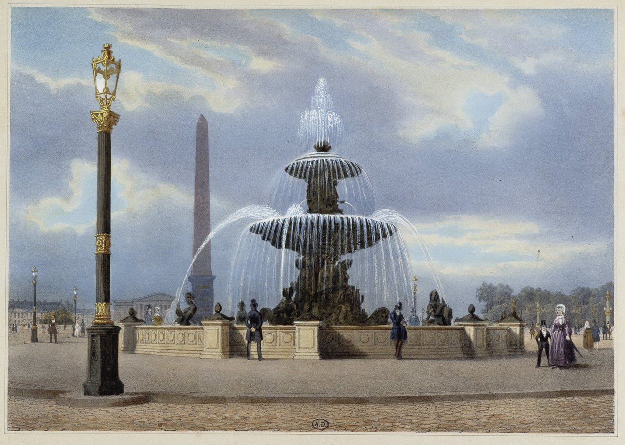 La Place de la Concorde - في "نزهة في باريس ومحيطها" ، صممه Jacottet and Benoist ، c. 1840 بواسطة فيليب بينويست