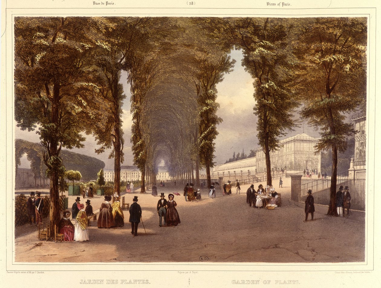 Le Jardin des Plantes - في "" نزهة في باريس ومحيطها "، بقلم Jacottet and Benoist ، باريس ، حوالي عام 1840 بواسطة فيليب بينويست