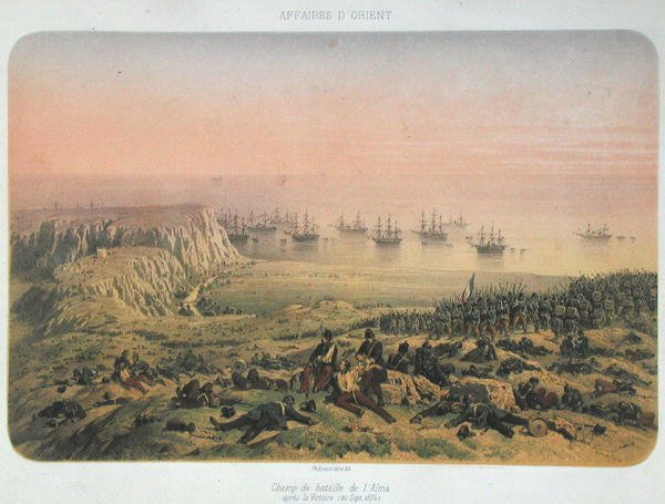 ساحة المعركة في ألما بعد النصر ، 20 سبتمبر 1854 (لون ليثو) بواسطة فيليب بينويست