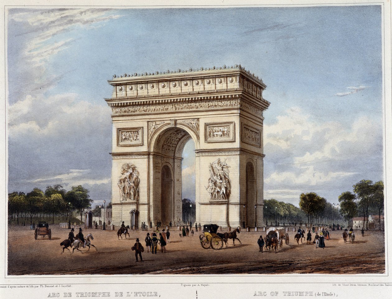 قوس النصر - في "" المشي في باريس ومحيطها "" ، صممه Jacottet and Benoist ، c. 1840 بواسطة فيليب بينويست