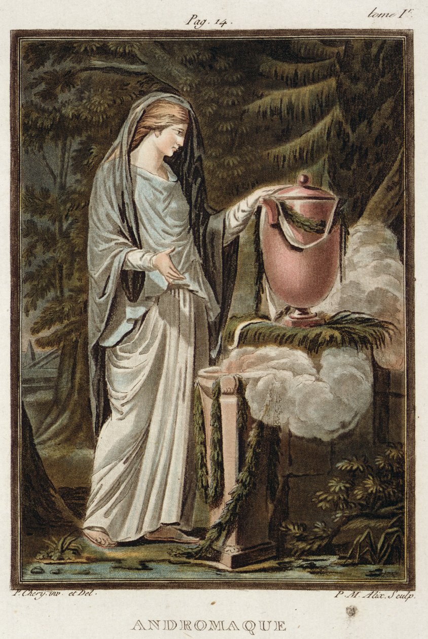 Andromache ، زي لـ "Andromache" لجان راسين ، من المجلد الأول من "بحث في الأزياء ومسرح جميع الأمم" ، منقوش بواسطة Pierre Michel Alix (1762-1817) 1802 بواسطة فيليب شيري