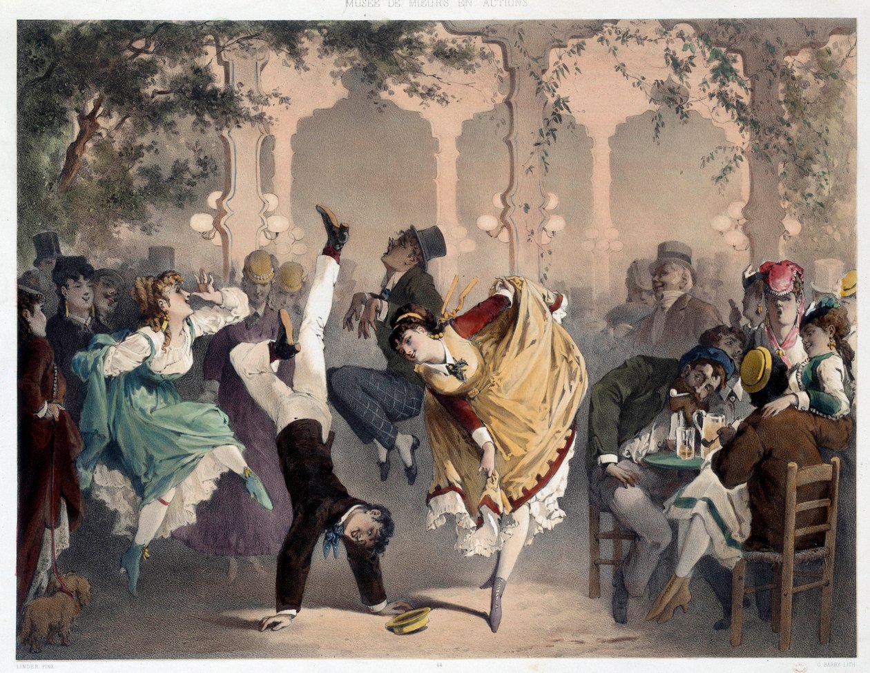 الشبكة لديها الترفيه الشعبي Bullier Scene. الطباعة الحجرية لفيليب جاك ليندر (1835-؟). سلسلة متحف الأعراف والأفعال. متحف كارنافاليت ، باريس بواسطة فيليب جاك ليندر