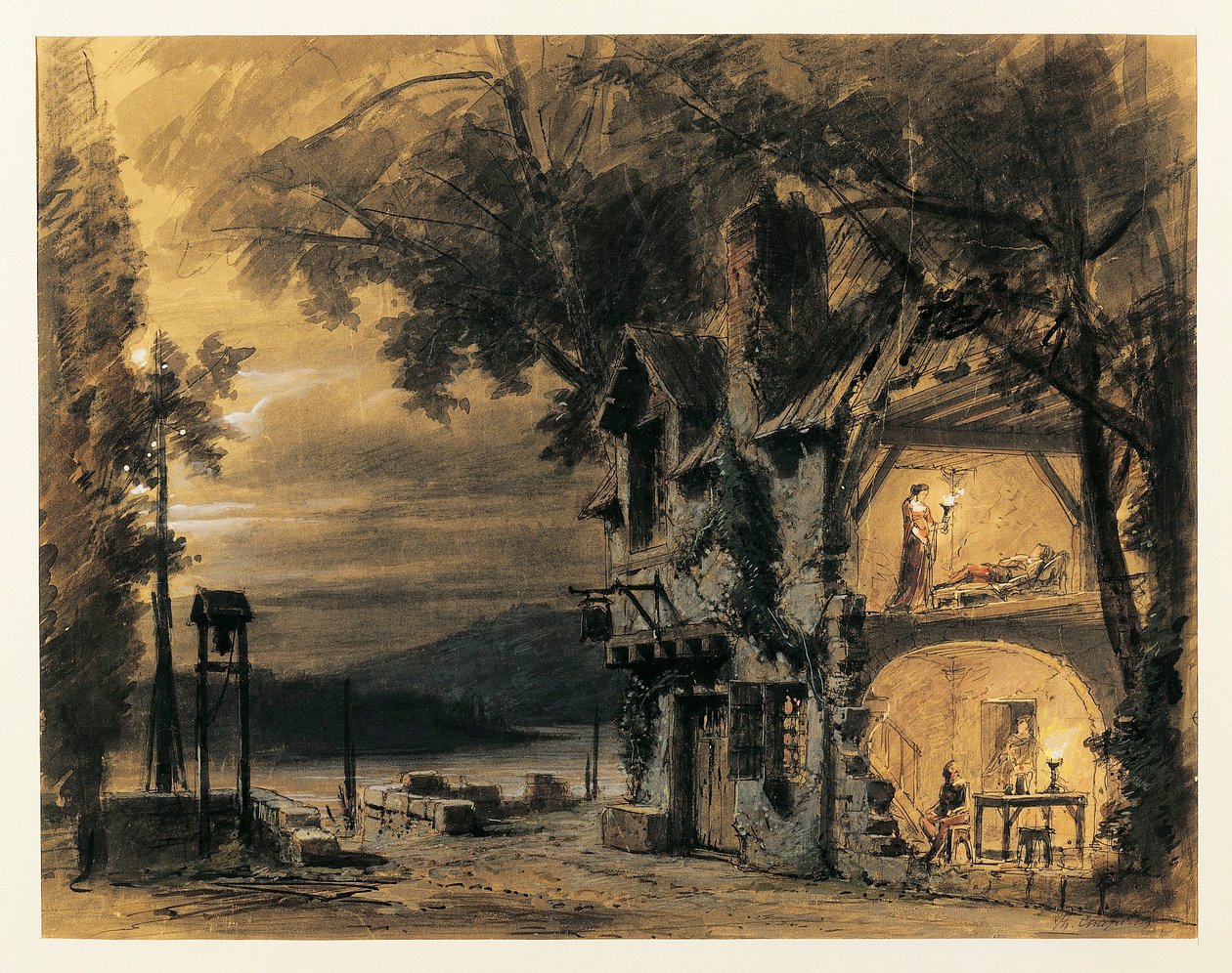 France, Paris, Set design for act IV of Rigoletto by Giuseppe Verdi بواسطة فيليب ماري تشابيرون