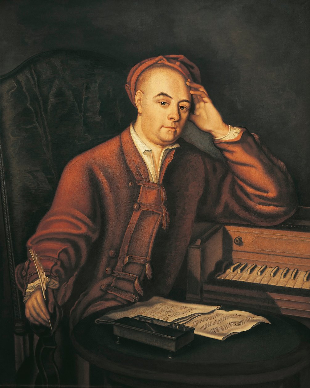 Germany, Saxony-Anhalt, Halle, Portrait of German composer Georg Friedrich Handel (1685 - 1759) بواسطة فيليب ميرسير