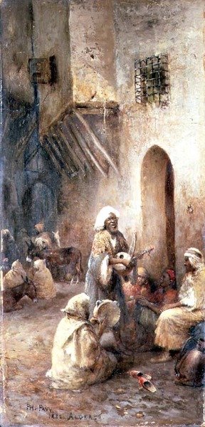موسيقيون عرب في أحد شوارع القرية بواسطة فيليب بافي