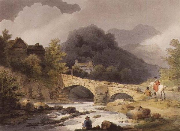 Brathay Bridge ، حانة. بقلم ر.بوير في "المناظر الطبيعية الخلابة والرومانسية في إنجلترا وويلز" بواسطة فيليب دي (بعد) لوثيربورغ
