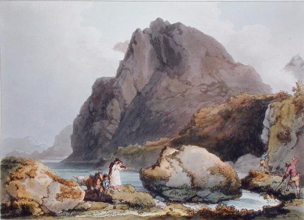 للين أوغوين ، من "المناظر الخلابة الرومانسية لإنجلترا وويلز" ، نشرت عام 1805 (نقش ملون) بواسطة فيليب دي (بعد) لوثيربورغ