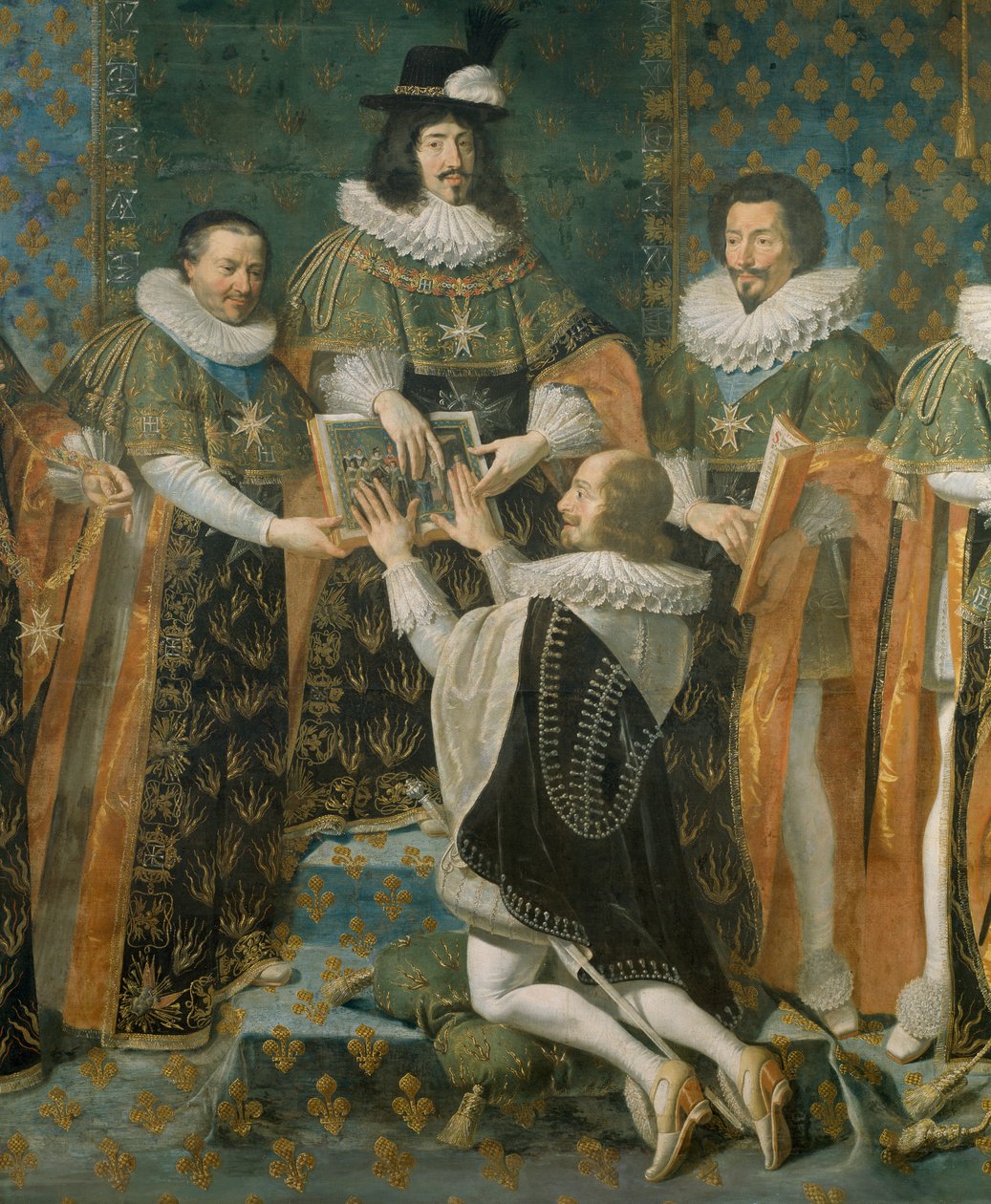 لويس الثالث عشر يرحب بدوق لونجفيل في وسام الروح القدس ، رسم فيليب دي شامبين (1602-1674) ، فرنسا بواسطة فيليب دي شامبين