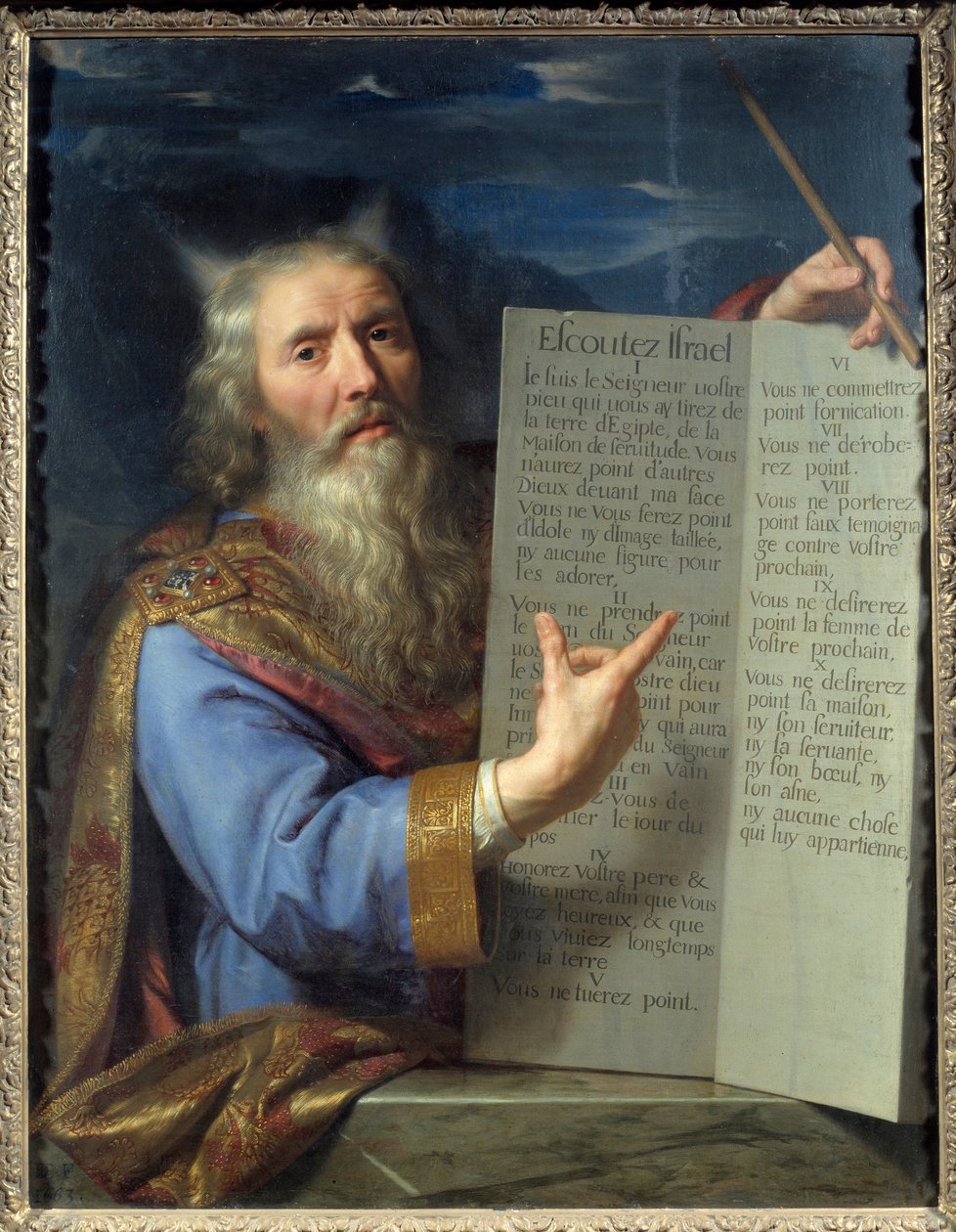 موسى ولوح القانون. رسم فيليب دي شامبين (1602-1674) Ec. Flam. بواسطة فيليب دي شامبين