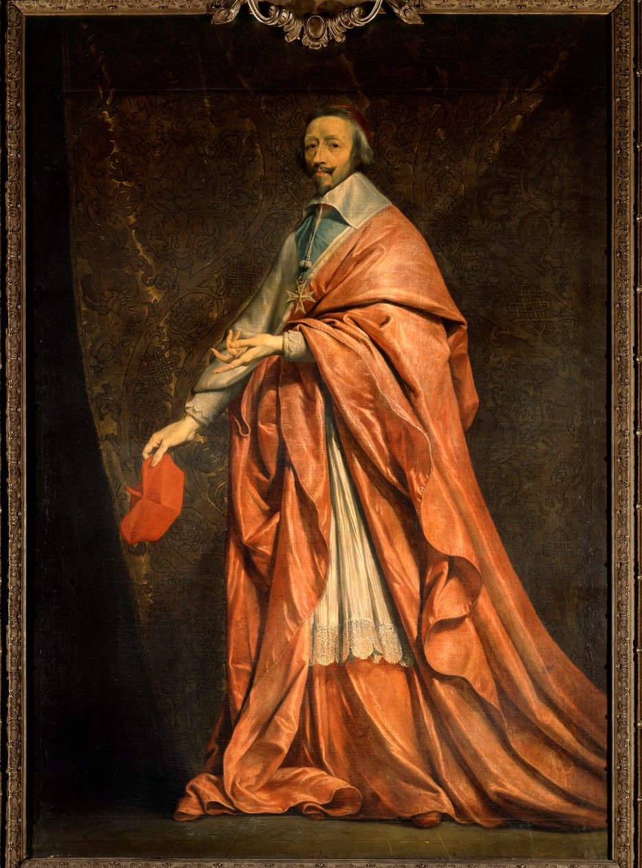 صورة كاملة الطول لأرماند جان دو بليسيس ، الكاردينال دي ريشيليو (1585-1642) ، وزير لويس الثالث عشر لوحة لفيليب دي شامبين (1602-1674) القرن السابع عشر صن. 2.22x1.55 م. بواسطة فيليب دي شامبين