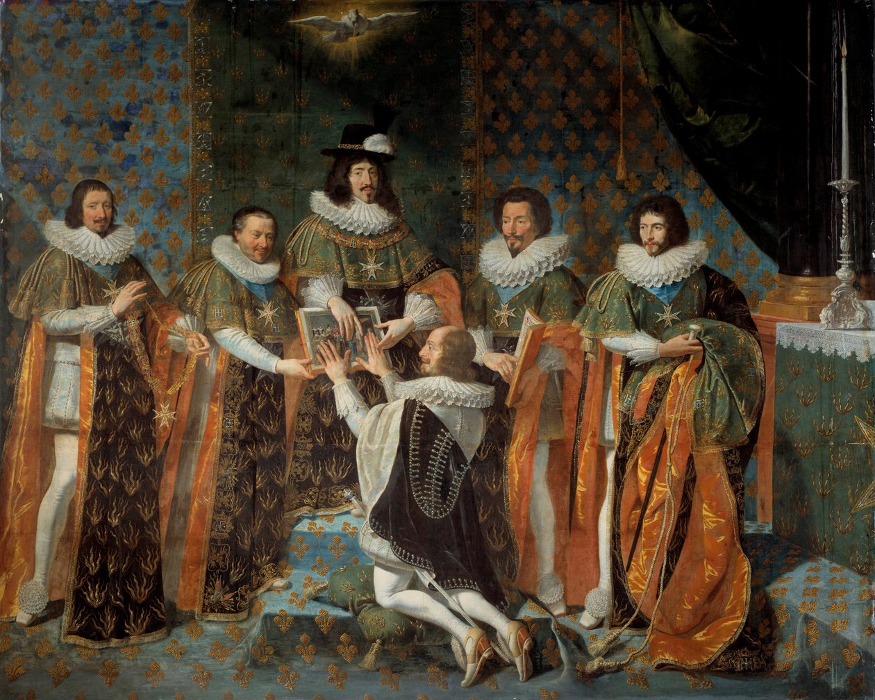 استقبال لويس الثالث عشر (1601-1643) لهنري الثاني ملك أورليانز ، دوق لونجفيل وإستوفيل ، أمير نيوفشاتيل (1595-1663) فارس وسام الروح القدس 15/05/1633 يحيط لويس الثالث عشر كلود بارتيلييه ، أمين صندوق t بواسطة فيليب دي شامبين