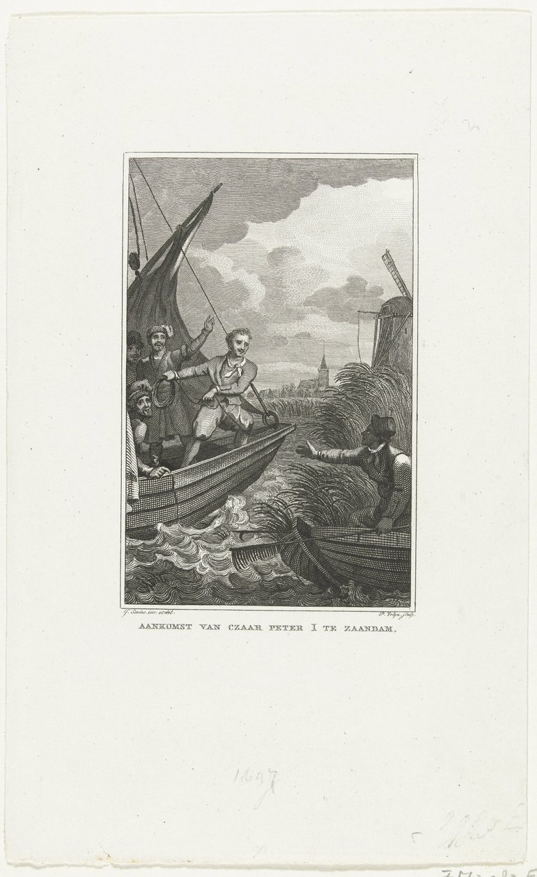 وصول القيصر بطرس الأكبر إلى زاندام ، 1697 ، ج. 1829 بواسطة فيليب فيلين