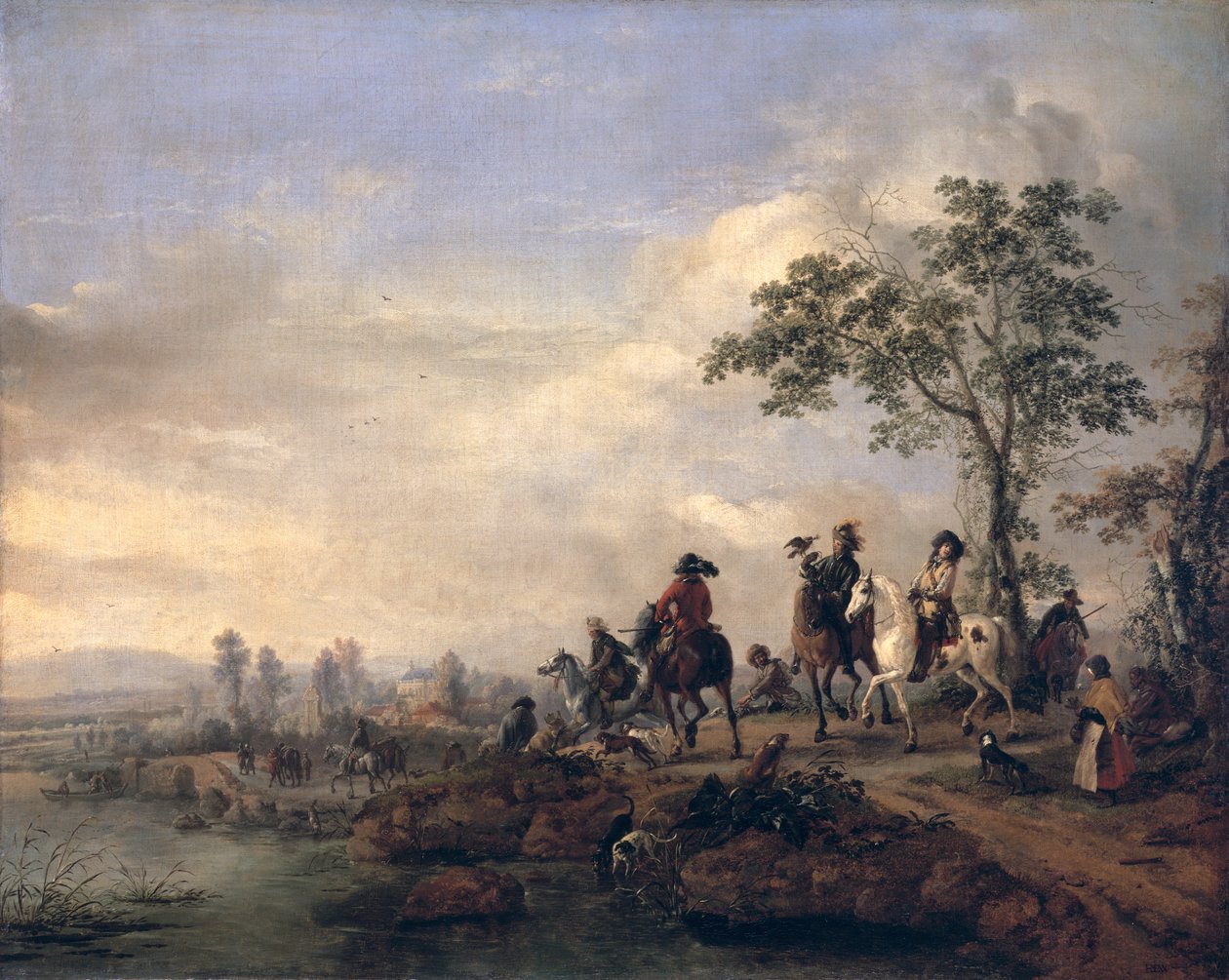يعود الصقور إلى وطنهم من الصيد ، 1658-60 بواسطة فيليبس Wwwerman