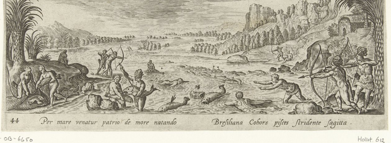 الصيد بين الأمريكيين الأصليين الصيد وصيد الأسماك (عنوان السلسلة) Venationes ، Piscationes et Aucupii Typi (عنوان السلسلة) بواسطة فيليبس جالي (يُنسب إلى ورشة عمل)
