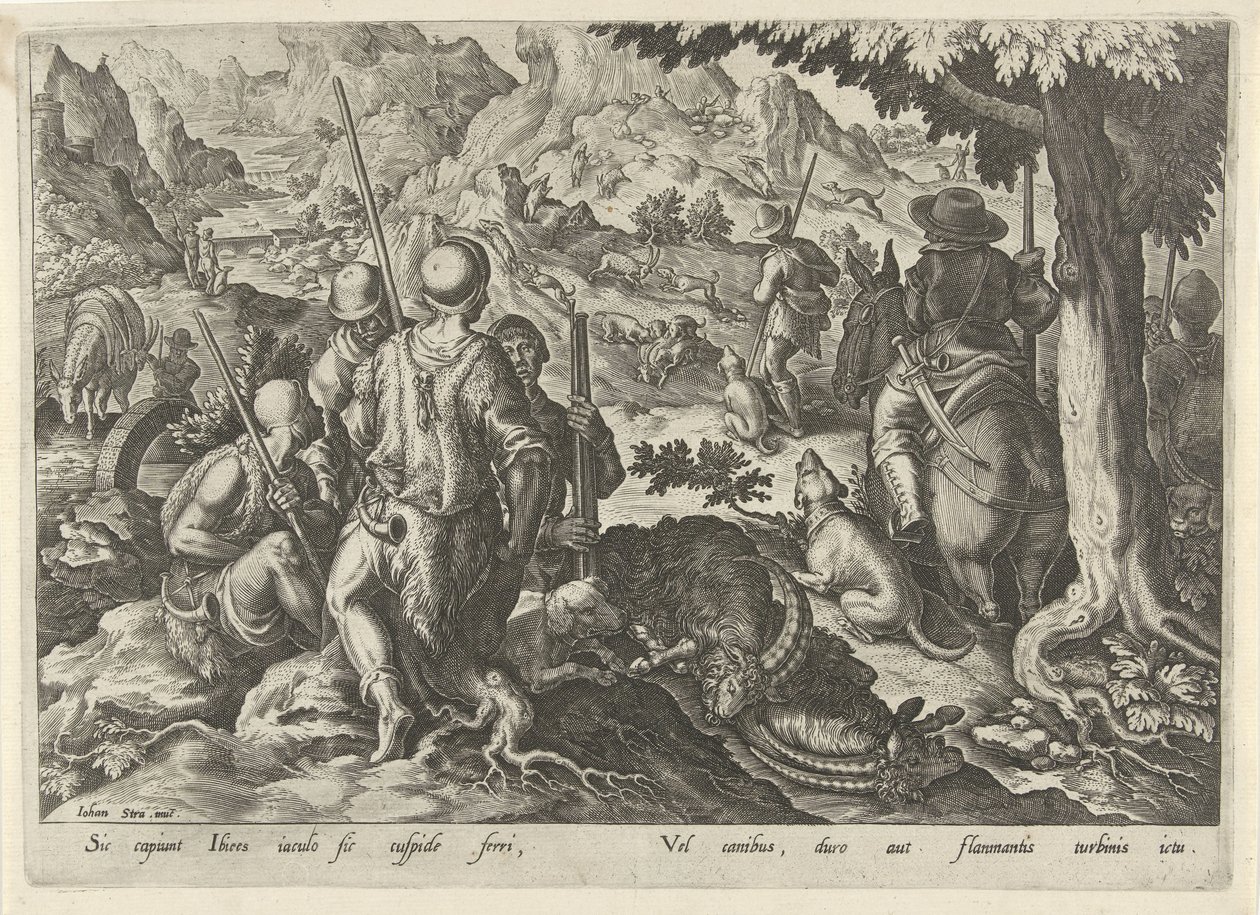 Jacht op berggeiten Jachttaferelen (عنوان المسلسل) وفيه كل نوع من الصيد والطيور وصيد الأسماك (عنوان السلسلة) بواسطة فيليبس جالي