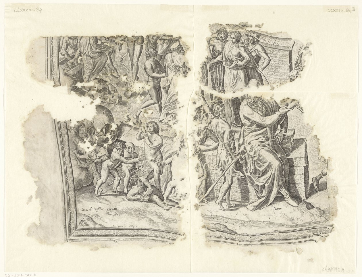الزاوية اليسرى السفلى لطبعة مشهد سيبيس Tabula Cebetis Carta Vitae (العنوان الأصلي) بواسطة فيليبس جالي