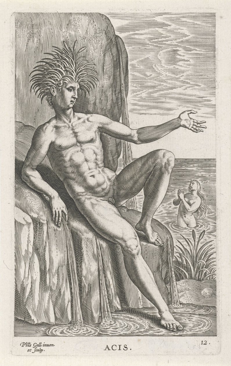 Riviergod Acis Acis (العنوان على الكائن) Rivier- en zeegoden (عنوان السلسلة) صور أنيقة لآلهة البحر وأختام amnicus (عنوان السلسلة) بواسطة فيليبس جالي