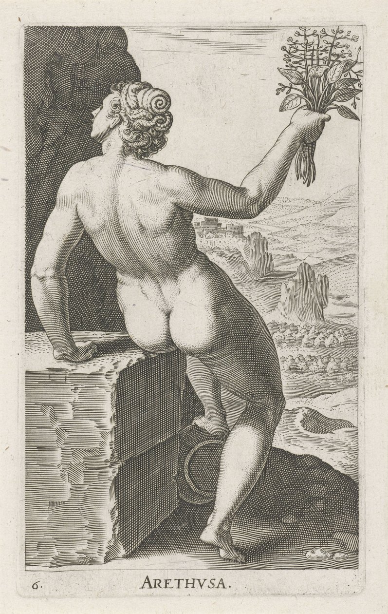 حورية الماء Arethusa Arthvsa (العنوان على الكائن) Stroom en waternimfen (عنوان السلسلة) حوريات Oceanitidae ، البوتاميد ephidides نياد (عنوان السلسلة) بواسطة فيليبس جالي