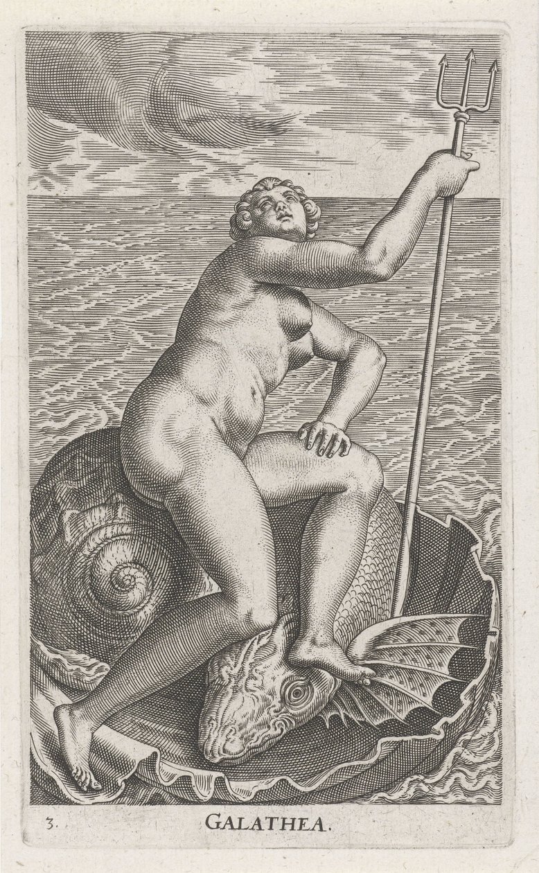 Waternimf Galatea غلاطية (العنوان على الكائن) Stroom- a waternymph (عنوان السلسلة) Nympharum oceanitidum ، Ephydridum potamidum naiadum (عنوان السلسلة) بواسطة فيليبس جالي