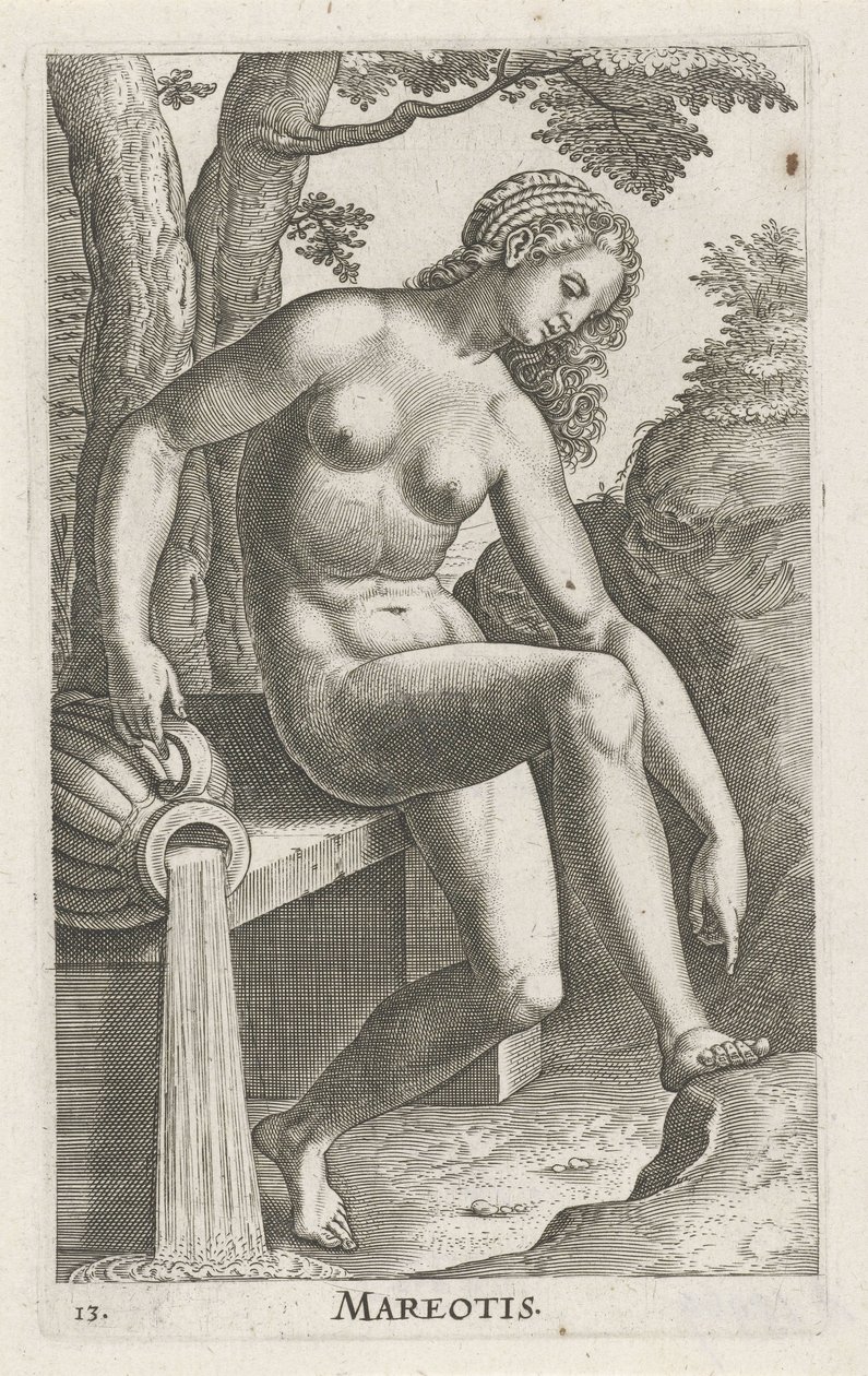 حورية البحر المائية Mareotis (العنوان على الكائن) Stroom en waternimfen (عنوان السلسلة) حوريات المحيطات ، Ephidrid potamidus Naiad (عنوان المسلسل) بواسطة فيليبس جالي