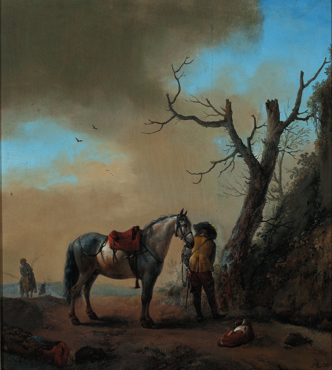 منظر طبيعي مع حصان أبيض وراكب مفكك ، c.1647 بواسطة فيليبس Wwwerman