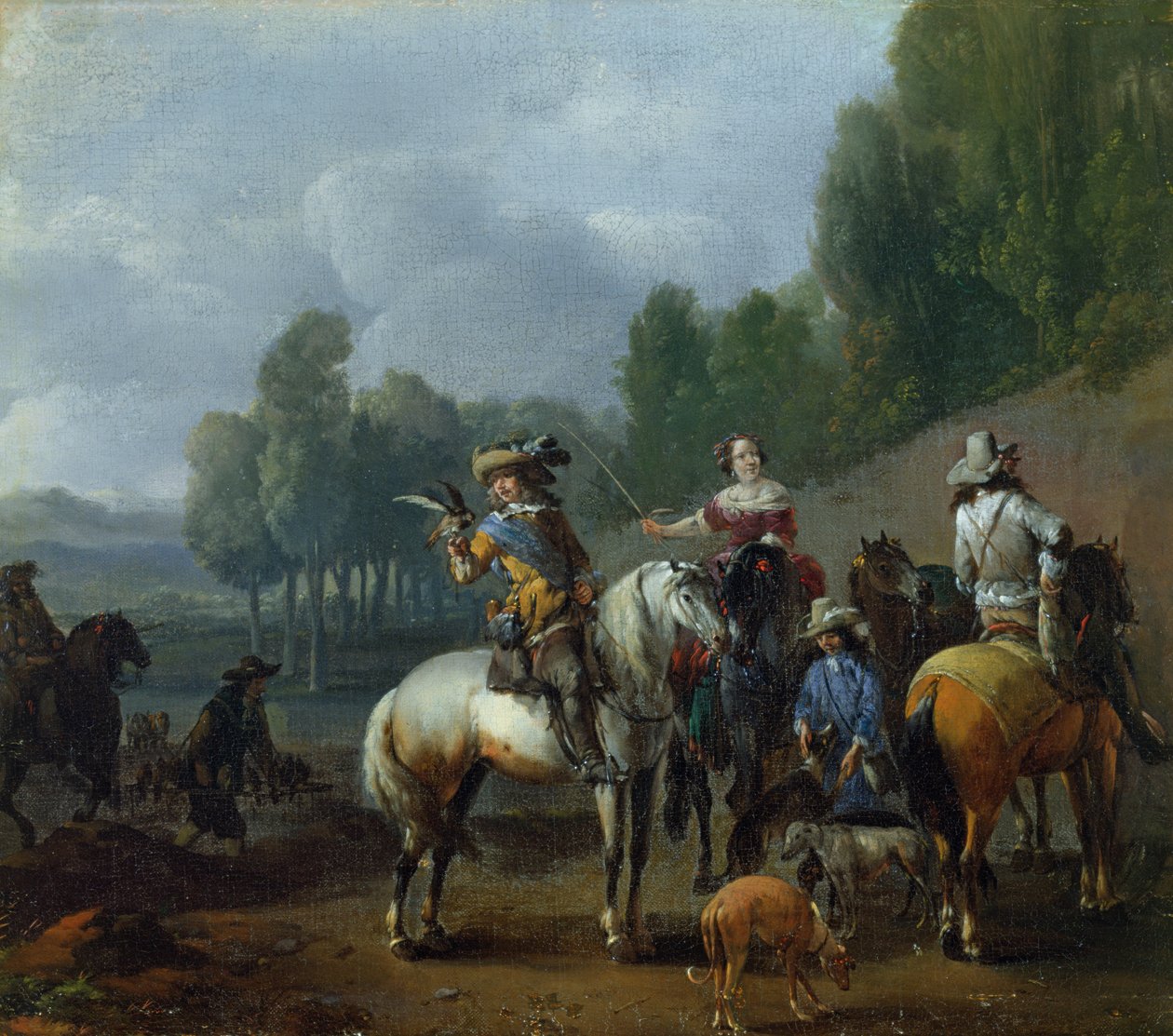 حفلة هوكينغ (زيت على قماش) بواسطة Philips Wouwermans أو Wouwerman