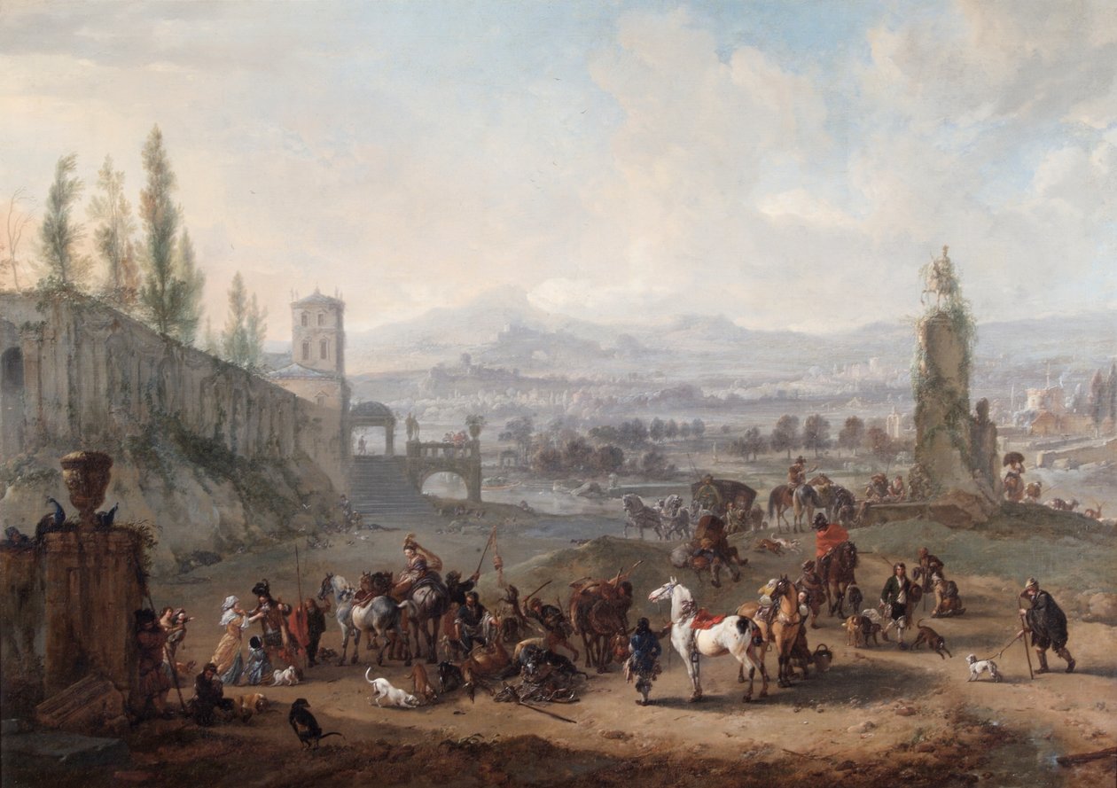 العودة من المطاردة، بعد عام 1650 (زيت على قماش) بواسطة Philips Wouwermans أو Wouwerman