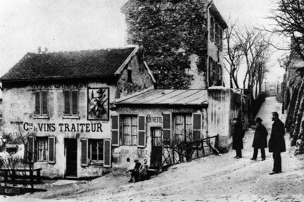 Cabaret des Assassins ، Cabaret du Lapin Agile ، Rue des Saules (b / w photo) بواسطة مصور فوتوغرافي فرنسي