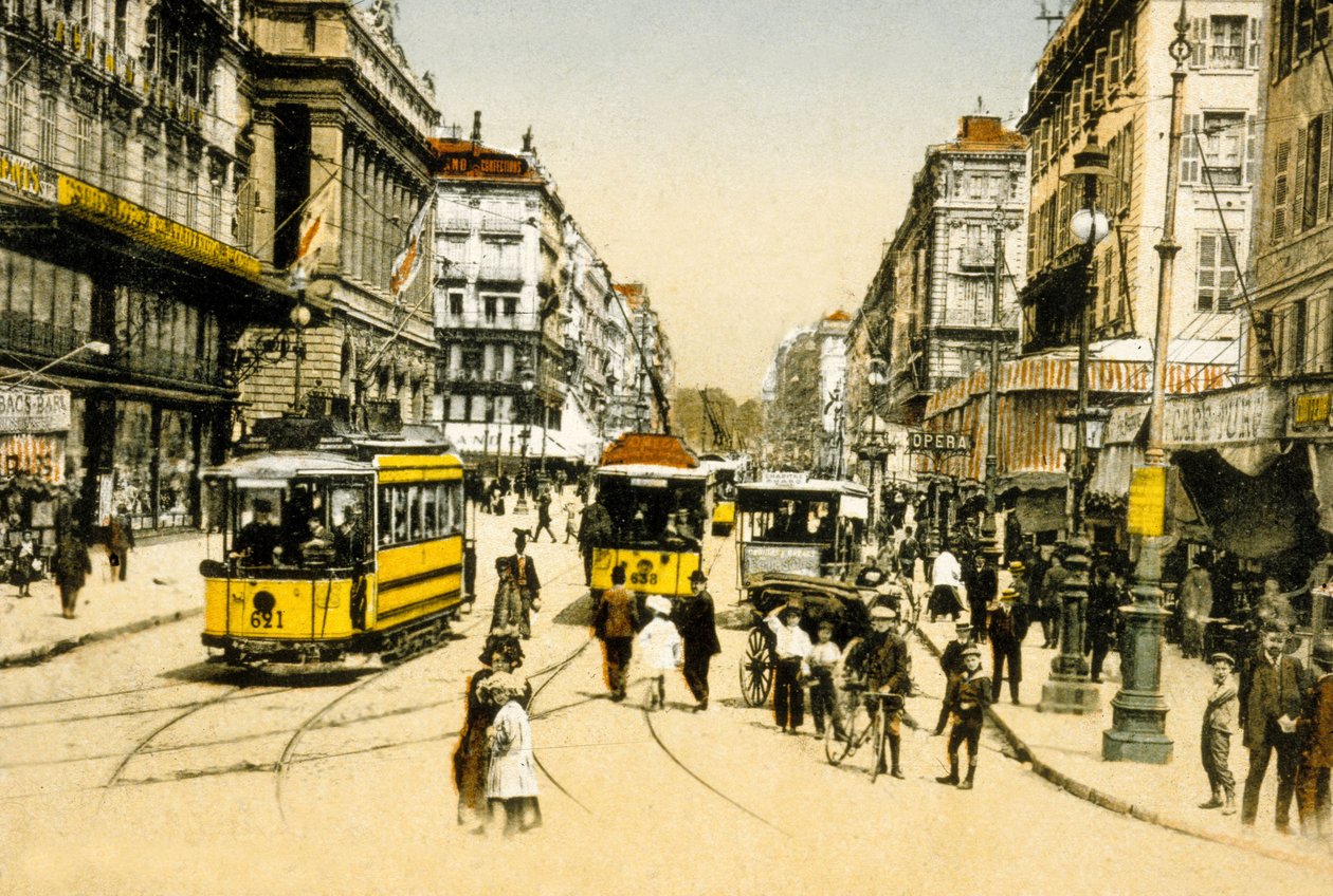 The Cannebiere with Tramways ، مرسيليا ، فرنسا ، ج. 1900 (صورة) بواسطة مصور فوتوغرافي فرنسي