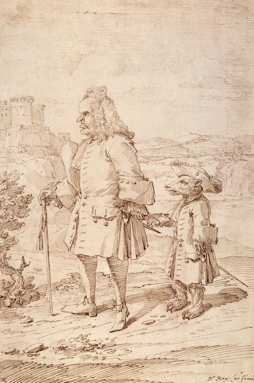 دكتور جيمس هاي كقائد دب ، c.1704-29 (قلم وحبر على ورق) بواسطة بيير ليون غزي