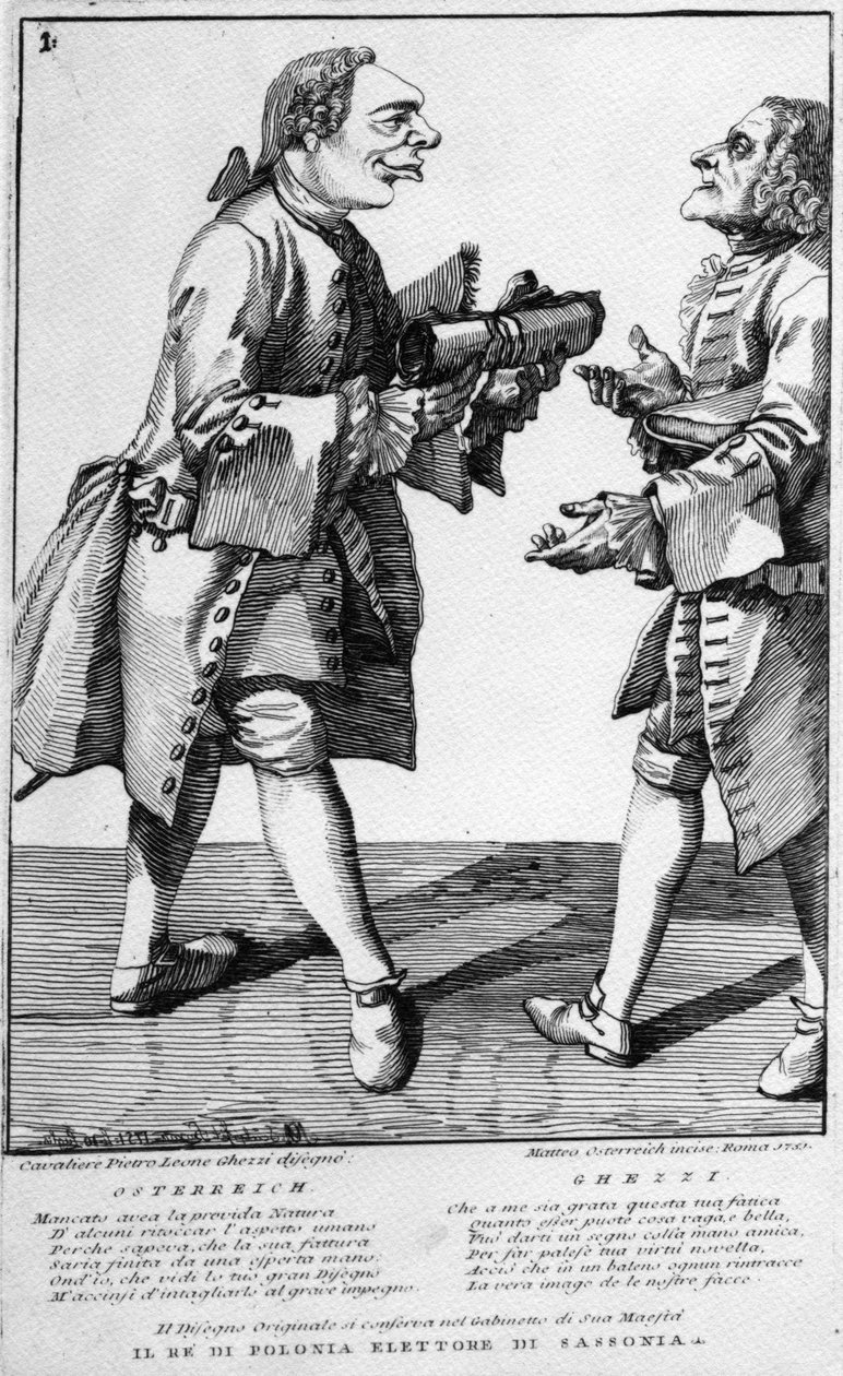 النمسا وكافالير غزي ، مطبوعة من ماتياس أوسترريتش ، 1751 بواسطة بيير ليون غزي