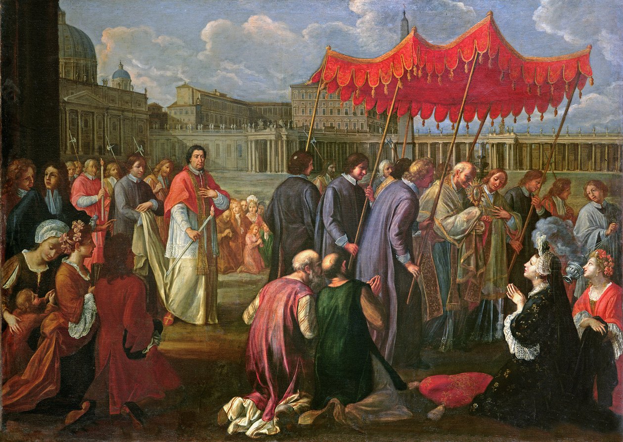 البابا كليمنت الحادي عشر (1649-1721) في موكب في ساحة القديس بطرس ، روما بواسطة بيير ليون غزي