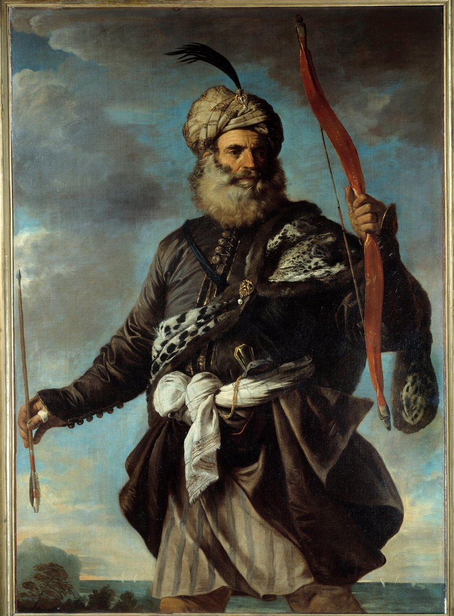 شخصية محارب شرقي يحمل قوسًا. رسم بيير فرانشيسكو مولا (1612-1666) بواسطة بيير فرانشيسكو مولا