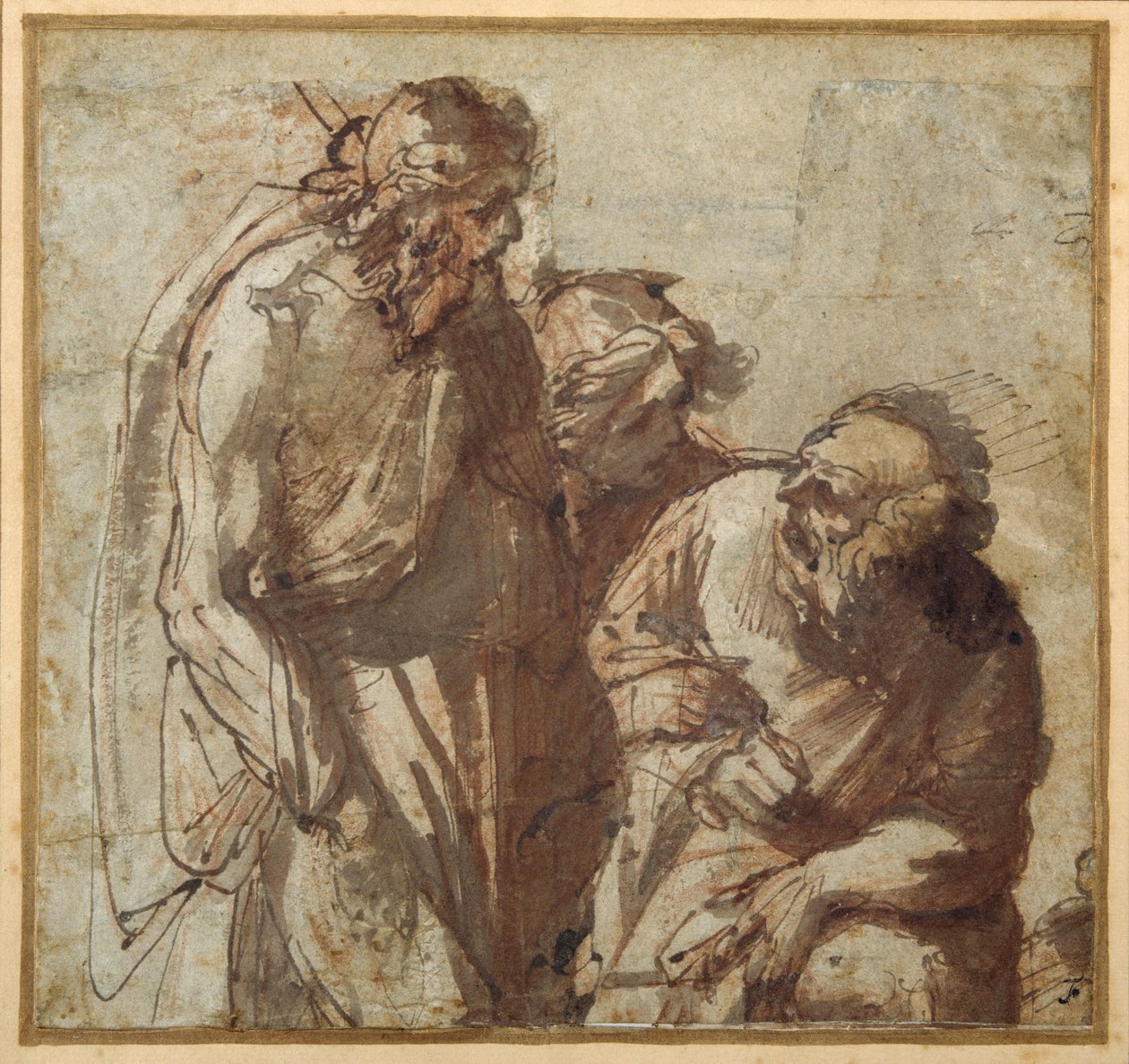 St Peter denies Christ (pen & brown ink with brown wash) بواسطة بيير فرانشيسكو مولا