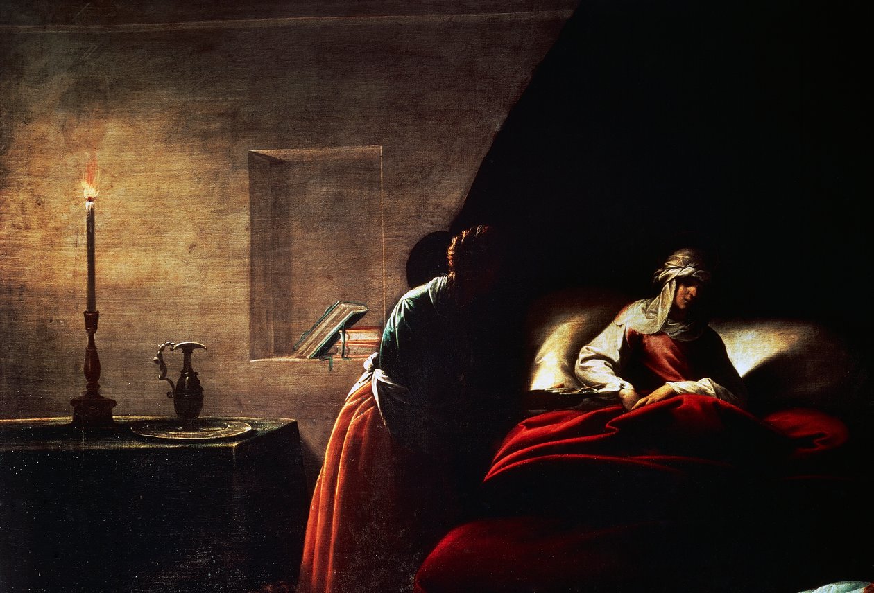 ميلاد العذراء، بريشة فرانشيسكو مازوتشيلي المعروف باسم إيل مورازوني (1573-1626)، لوحة، كنيسة سانتا ماريا دي لوريتو، أرونا، نوفارا، إيطاليا. بواسطة بيير فرانشيسكو مورازوني