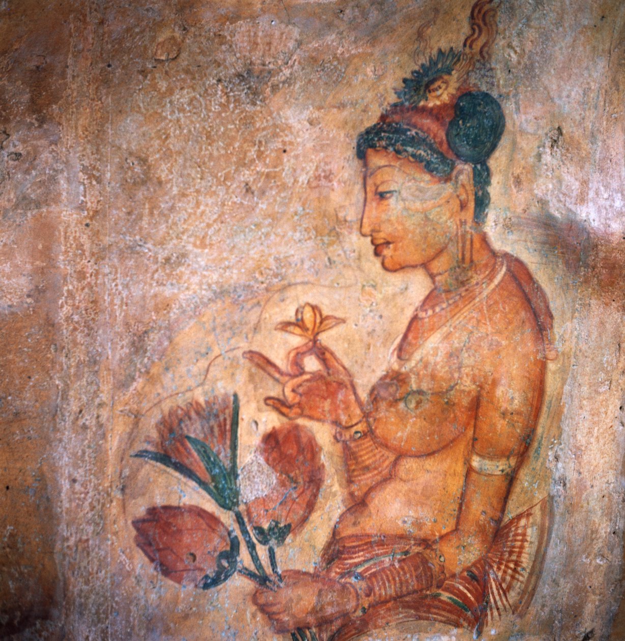 Apsaras, heavenly nymph offering flowers, fresco, fortified citadel of Sigiriya (UNESCO World Heritage List بواسطة بليز نيكولا لو سوير