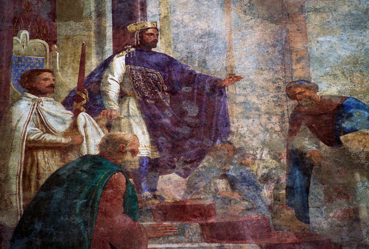 Detail from frescoes on facade of Palazzo Thiene (15th century), Vicenza (UNESCO World Heritage List بواسطة بليز نيكولا لو سوير