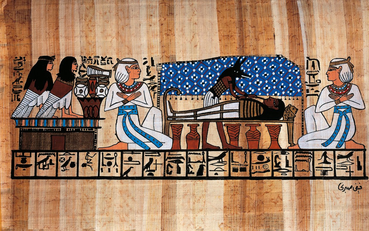 Egyptian papyrus depicting an embalming ceremony بواسطة بليز نيكولا لو سوير