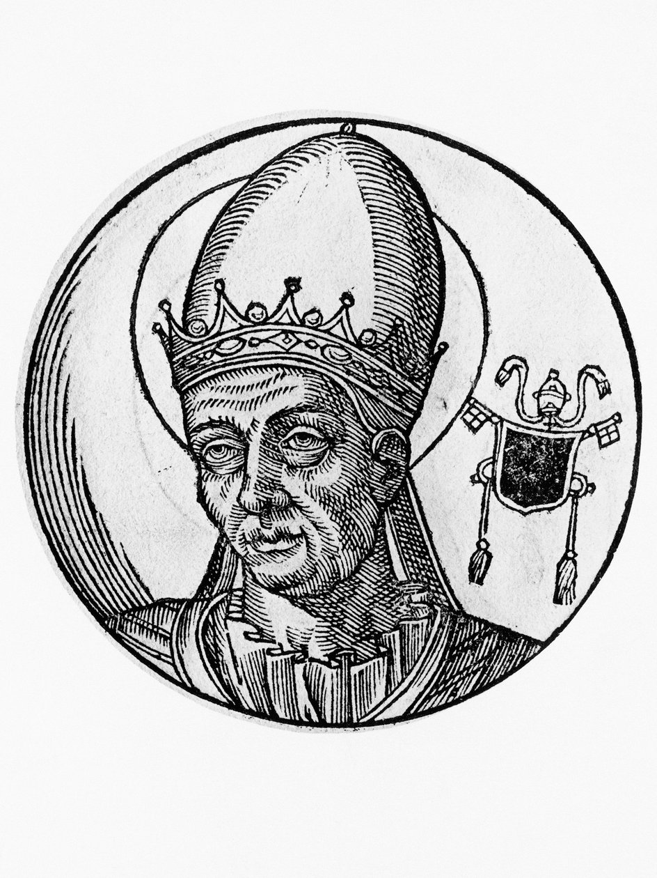 Portrait of Benedict I (Benedictus Bonosus, died 579), 62nd Pope of Catholic Church from 575, engraving بواسطة بليز نيكولا لو سوير