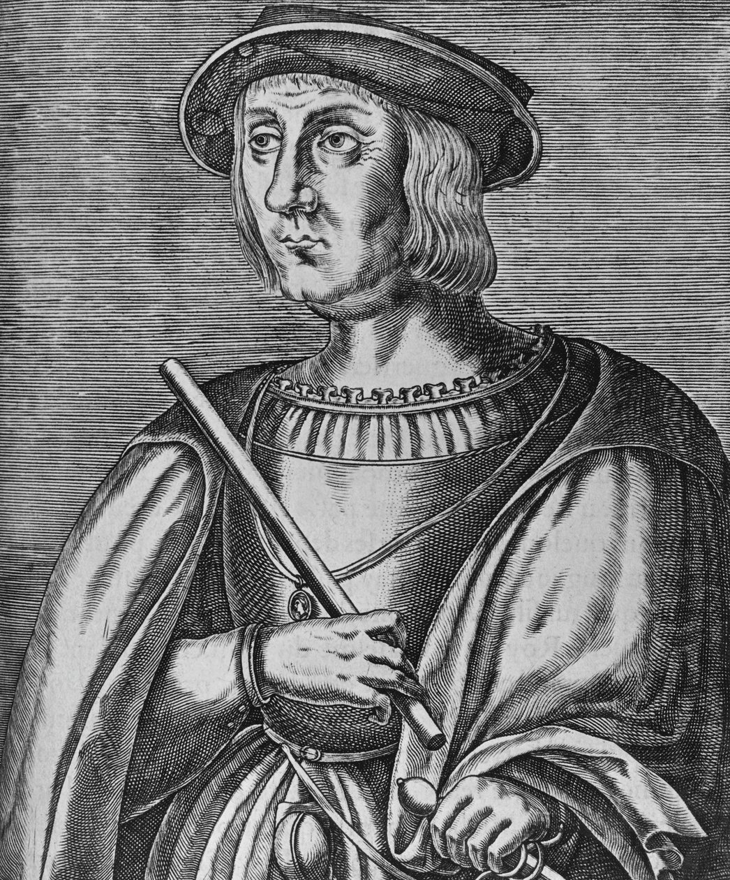 Portrait of Jacques II de Chabannes de La Palice (ca 1470-1525), French military officer, Lord of La Palice, of Pacy, of Chauverothe, of Bort-le-Comte and of Heron, engraving بواسطة بليز نيكولا لو سوير