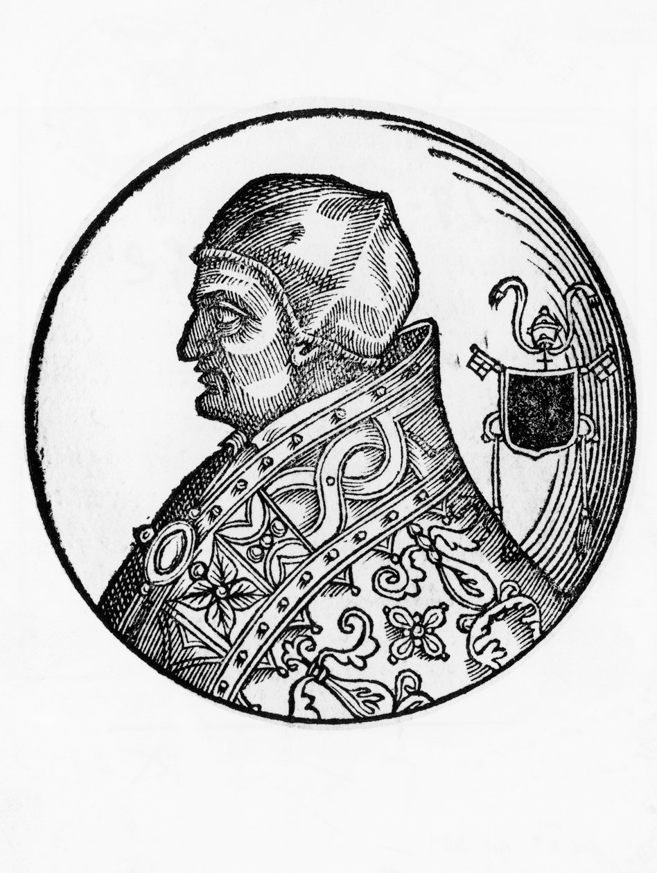 Portrait of Sabinian (died 606), 65th Pope of Catholic Church from 604, engraving بواسطة بليز نيكولا لو سوير