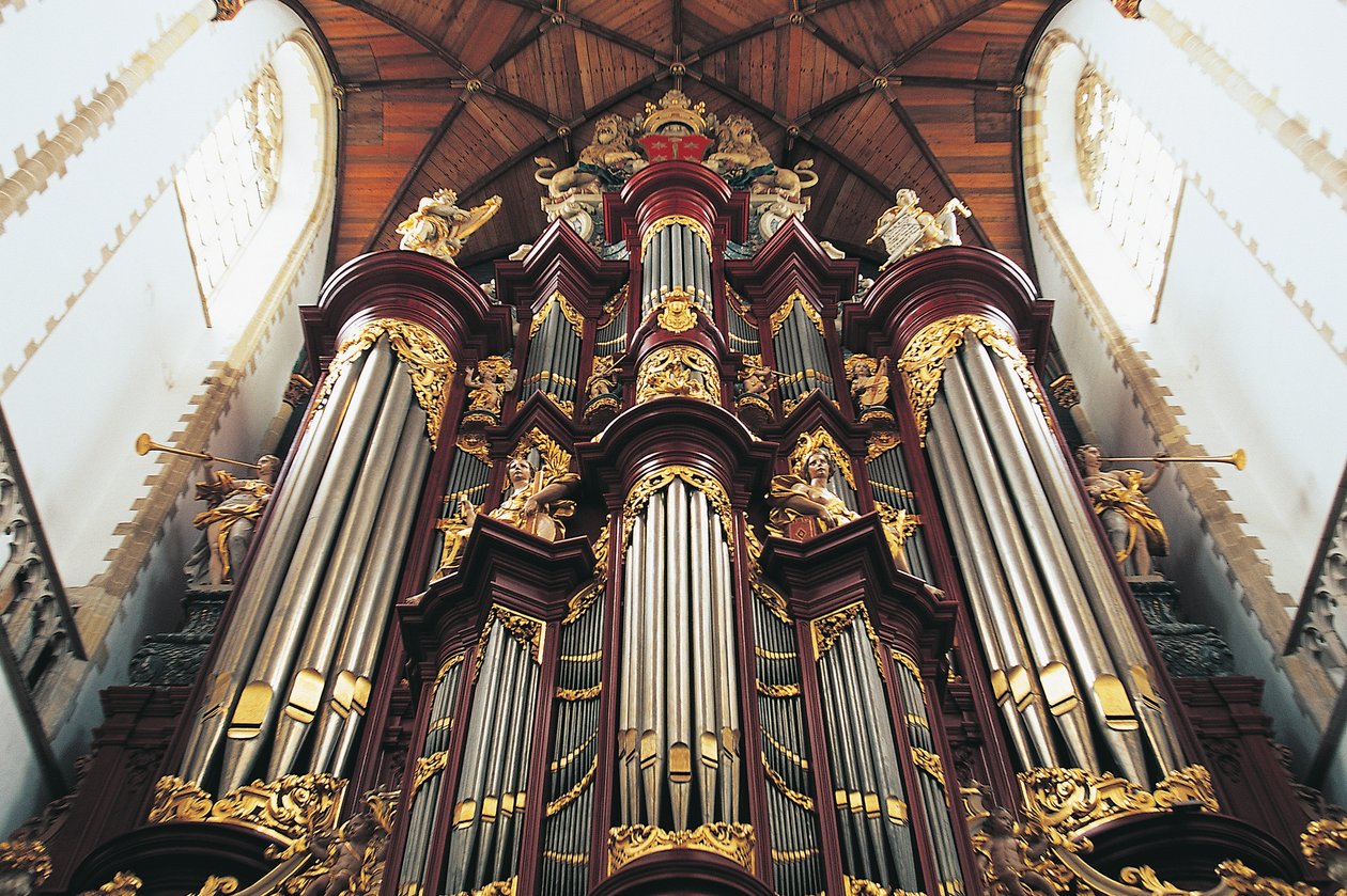 The organ in St-Bavokerk church or Grote Kerk, built by Christian Muller (1690-1763), Haarlem, The Netherlands بواسطة بليز نيكولا لو سوير