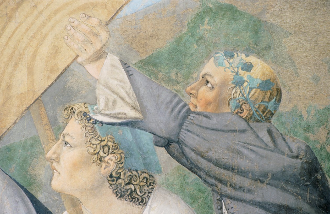 تفاصيل من The Legend of the True Cross تظهر نقل الخشب المقدس ، بقلم بييرو ديلا فرانشيسكا بواسطة بييرو ديلا فرانشيسكا