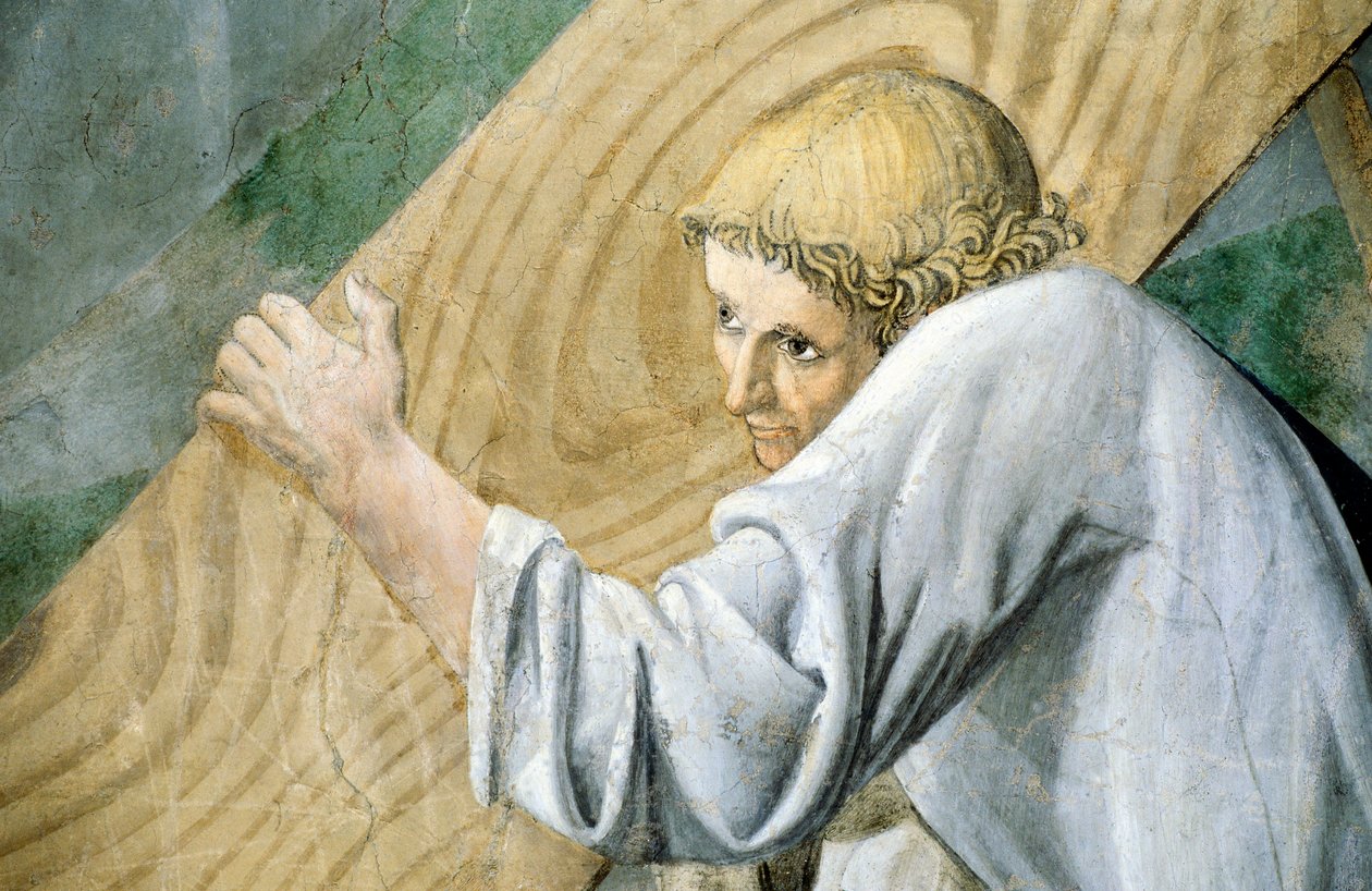 التفاصيل من The Legend of the True Cross تظهر نقل الخشب المقدس ، بقلم بييرو ديلا فرانشيسكا بواسطة بييرو ديلا فرانشيسكا