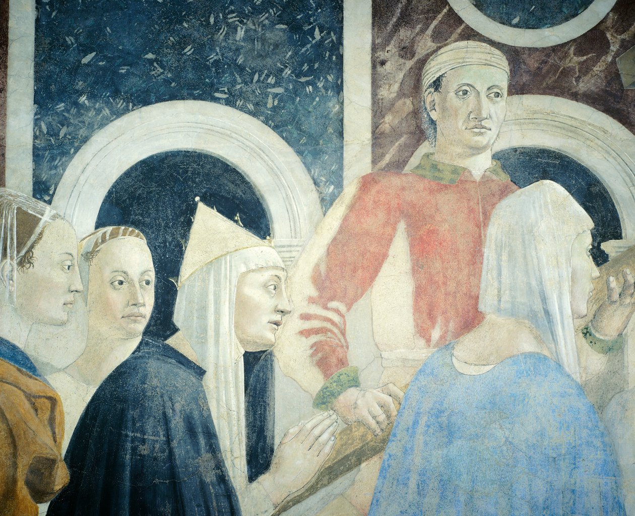 تفاصيل من Legend of the True Cross تظهر اكتشاف True Cross والتحقق منها ، بواسطة Piero della Francesca بواسطة بييرو ديلا فرانشيسكا