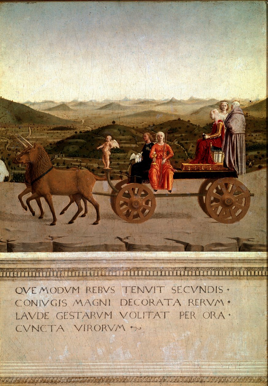 Diptych لانتصار Federico da Montefeltro و Battista Sforza ، التفاصيل (تمبرا على الخشب بواسطة بييرو ديلا فرانشيسكا