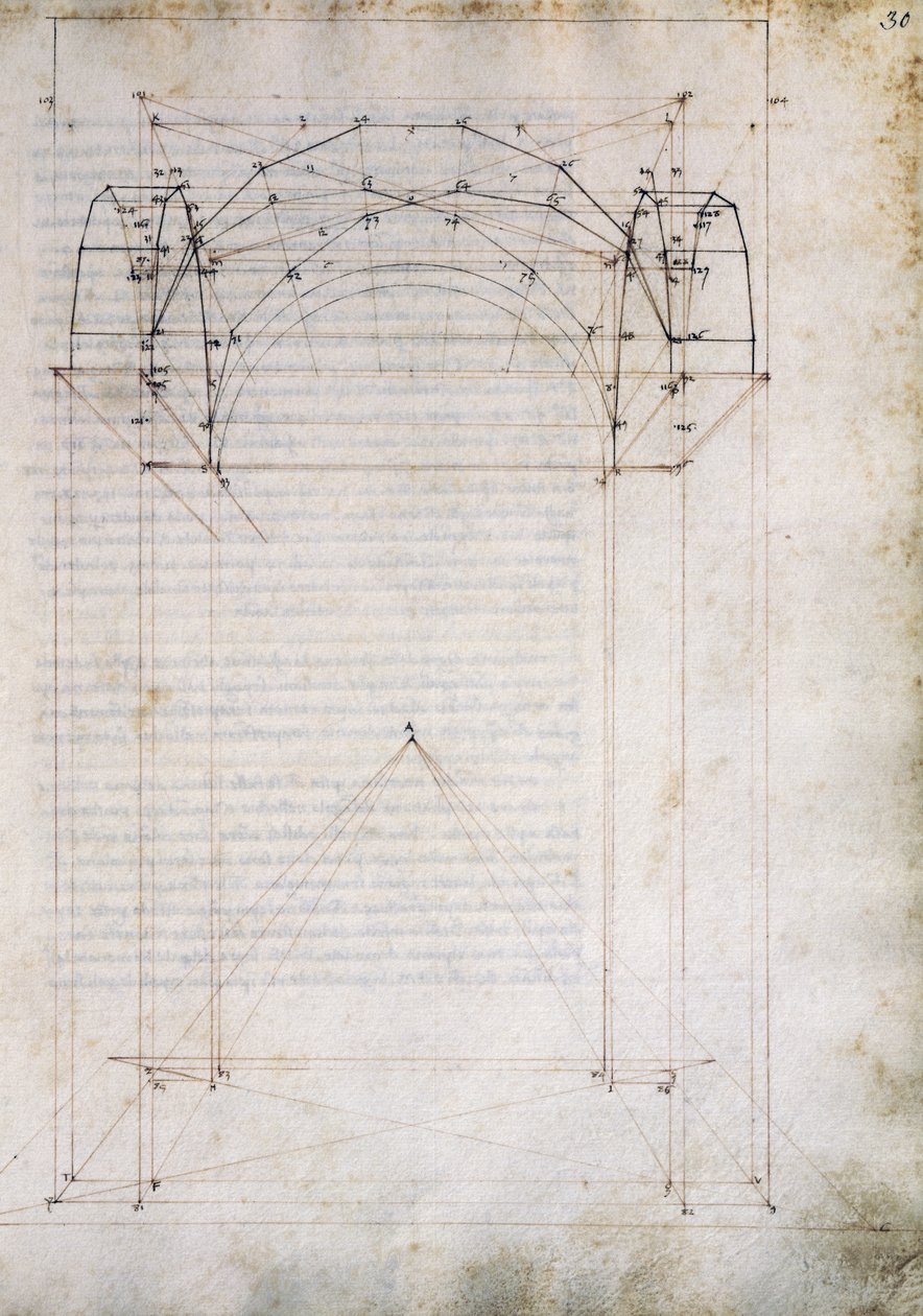 Perspective of aisle with cross vault, page from De Prospectiva pingendi (On Perspective of painting), by Piero della Francesca (ca 1415-1492), Italy بواسطة بييرو ديلا فرانشيسكا