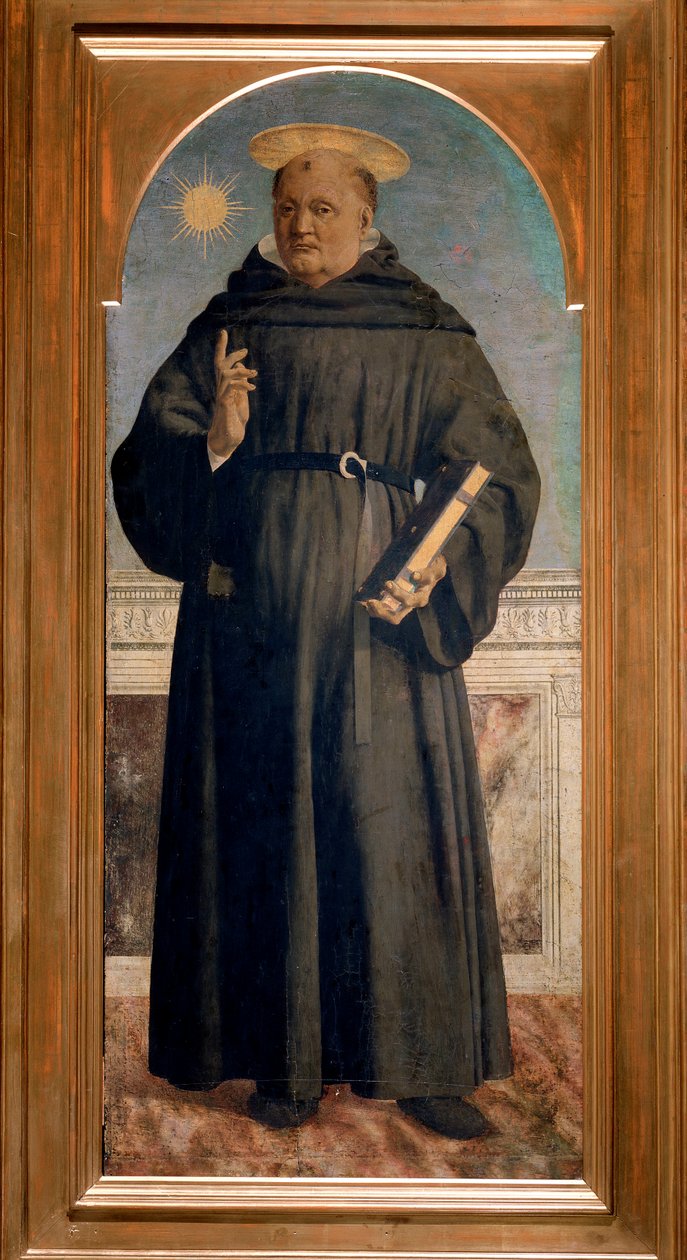 Polyptych للقديس أوغسطين: القديس نيكولاس التولينتينو - زيت على لوح بواسطة بييرو ديلا فرانشيسكا