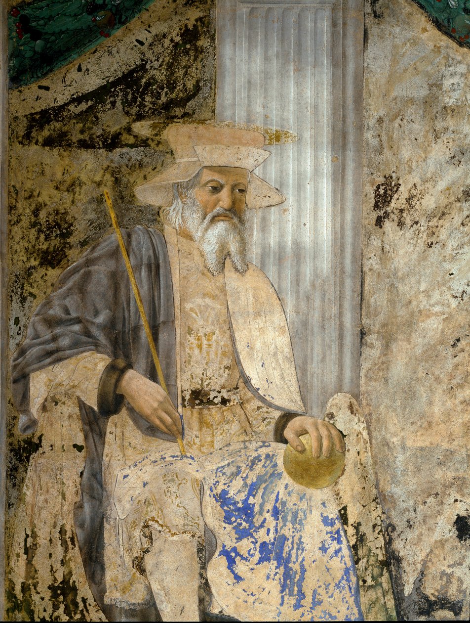 صورة لسيغيسموندو باندولفو مالاتيستا (1417-1468) في الصلاة قبل سان سيجيسموندو (سيجيسموندو). التفاصيل من القديس. فريسكو لبييترو دي بينيديتو دي فرانشيسكي دي بييرو ديلا فرانشيسكا (1422-1492) بواسطة بييرو ديلا فرانشيسكا