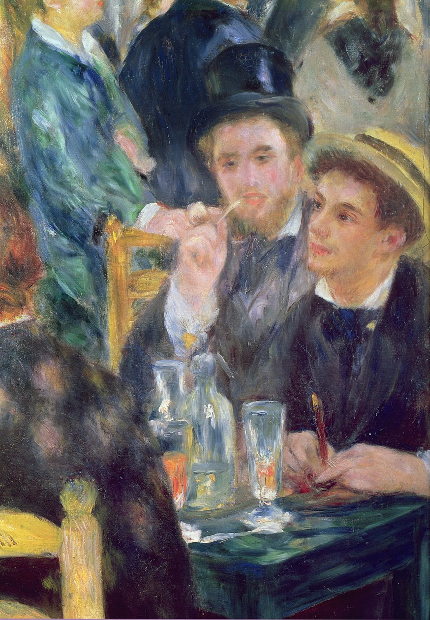 الكرة في Moulin de la Galette ، تفاصيل رجلين جالسين ، 1876 زيت على قماش بواسطة بيير أوغست رينوار